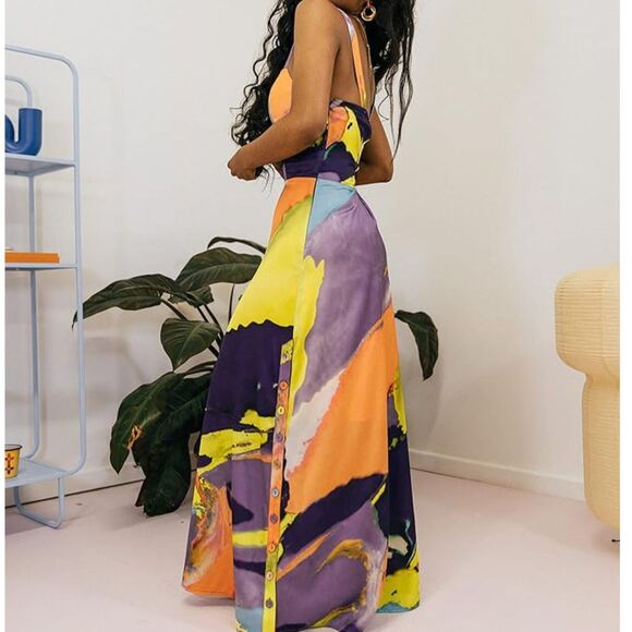 🌈 The Drop Abstract Print Maxi Dress by @Takkunda XXL - Picture 4 of 10